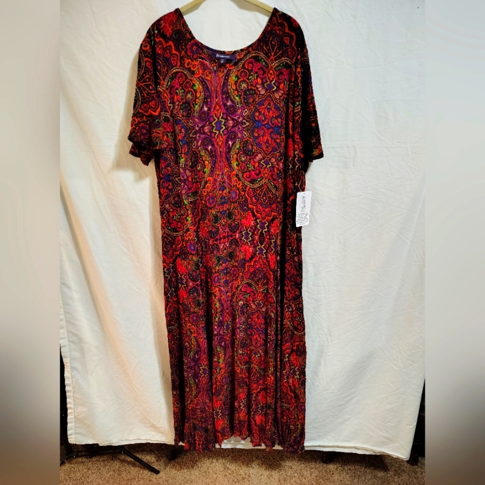 Roaman's Red and Orange Sundress Casual Maxi